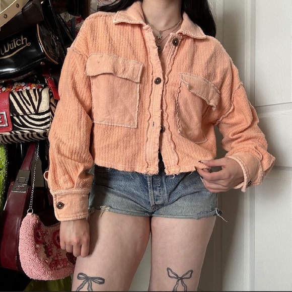 FREE PEOPLE SALMON SHACKET SMALL - Picture 1 of 3